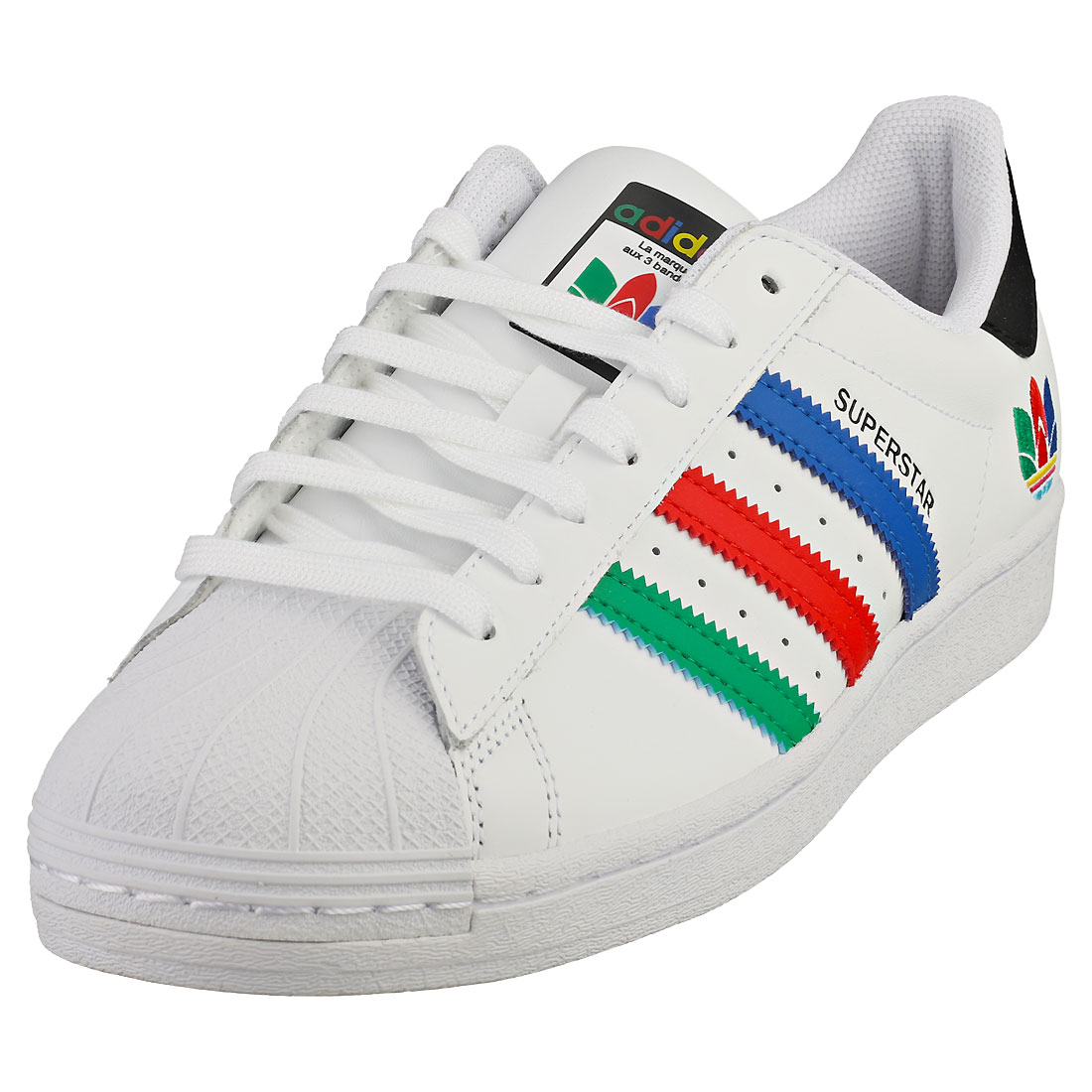 adidas Superstar Mens White Multicolour Leather Fashion Trainers | eBay