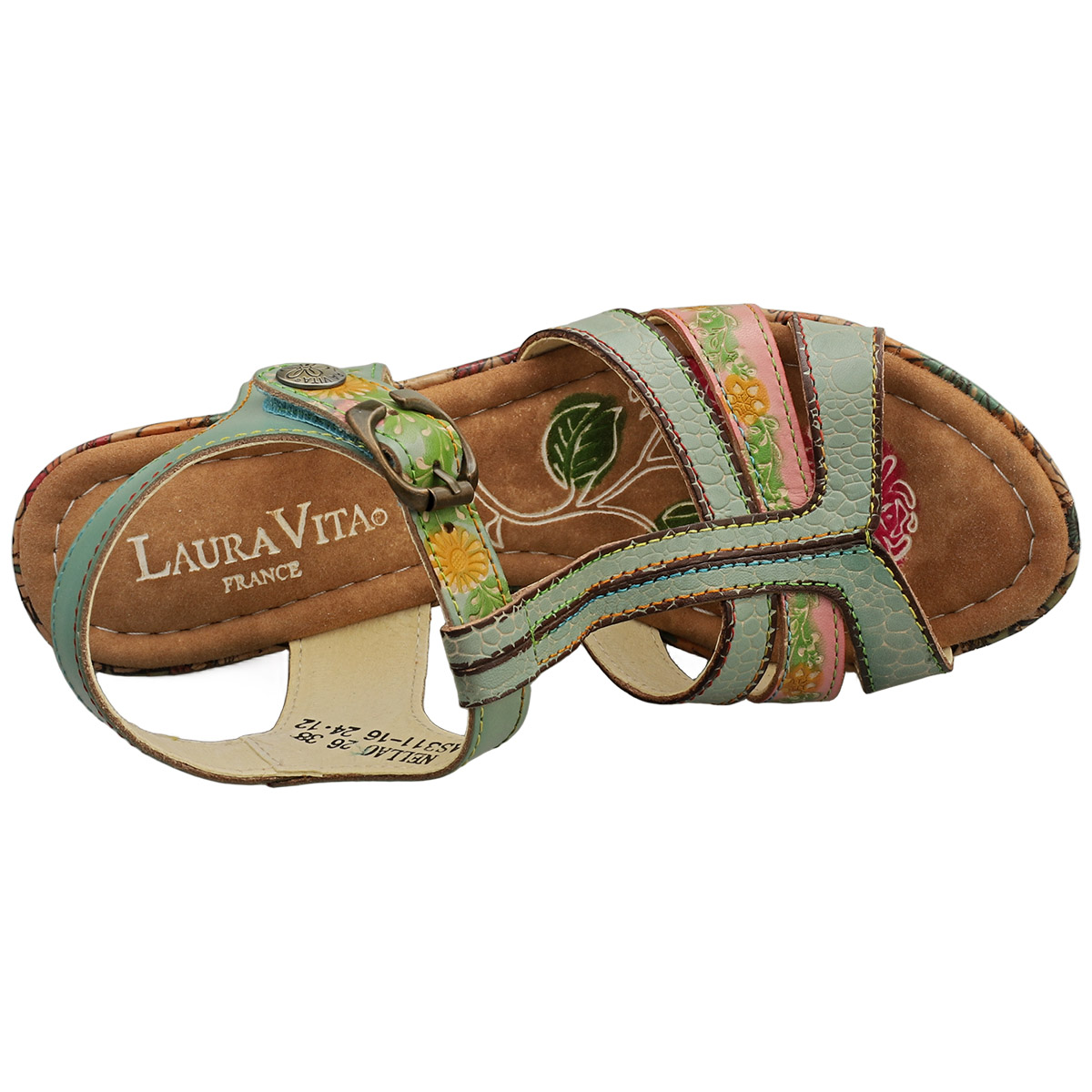 Laura Vita Nellao 26 Womens Wedge Sandals in Green Multicolour - 5 UK - Picture 7 of 8