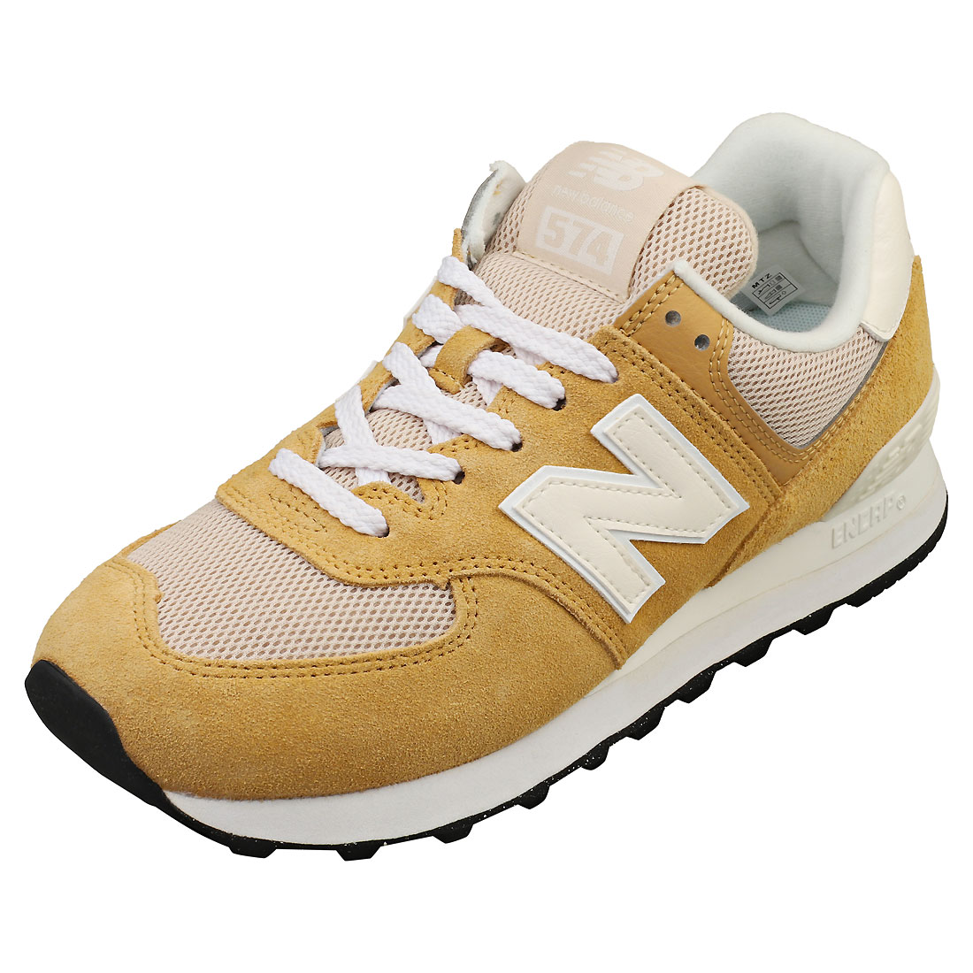 New Balance 574 Unisex Fashion Trainers in Tan White - 5 US