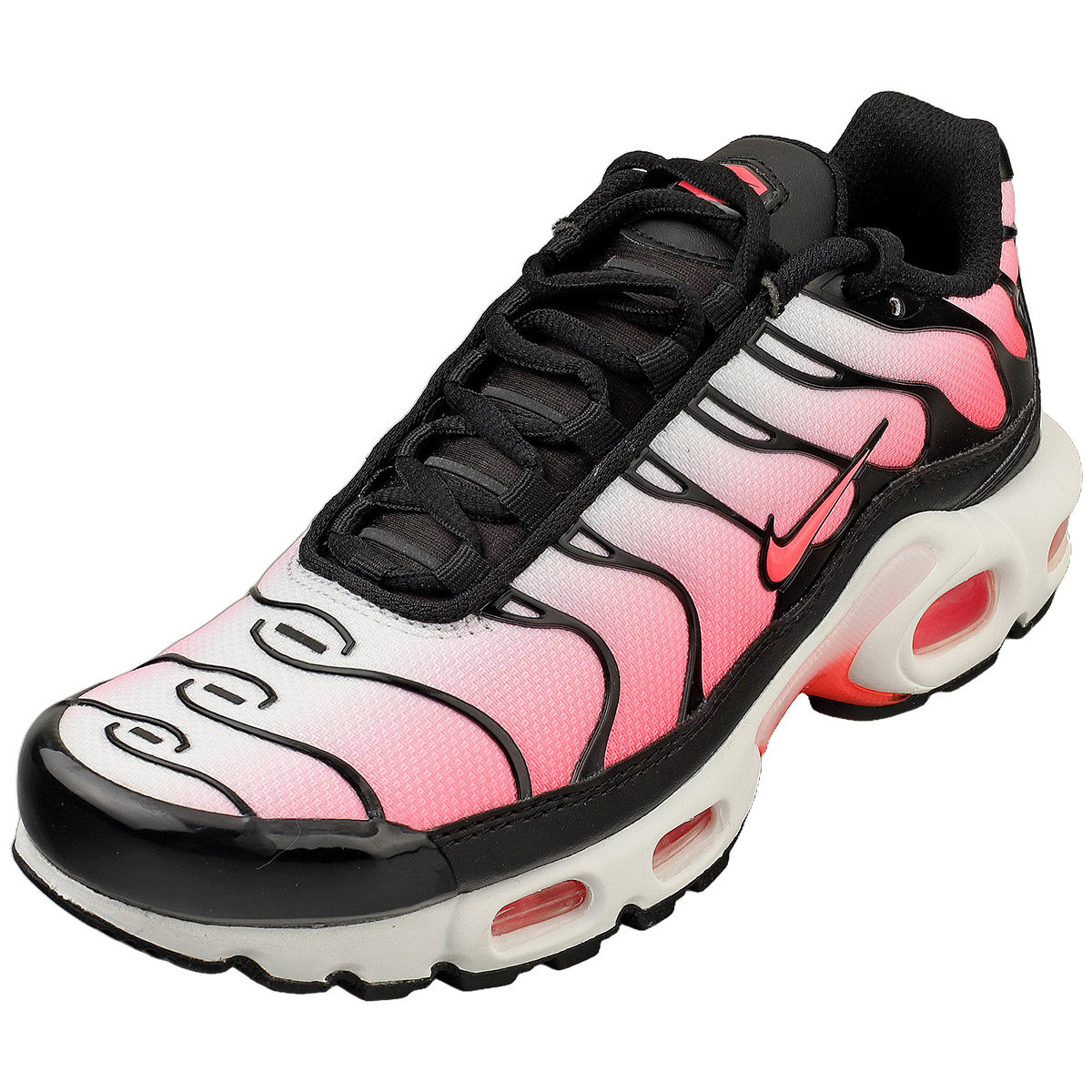 Nike Air Max Plus Womens Fashion Sneakers in Black White