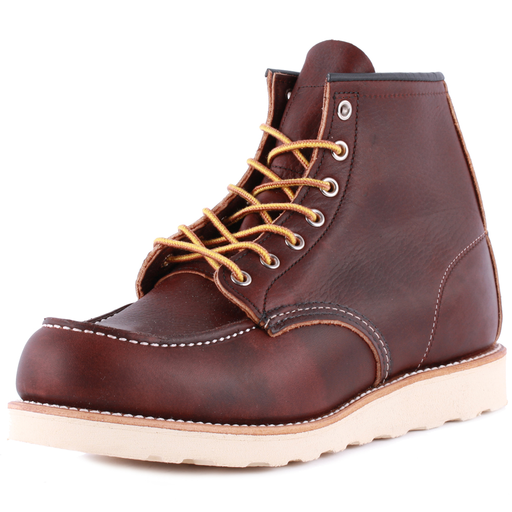 Red 6 pollici Wing Moc Toe Uomo Marrone Pelle Stivali - 8 UK Red 6 pollici Wing Moc Toe Uomo Marrone Pelle Stivali - 8 UK