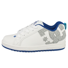 DC Shoes COURT GRAFFIK Kids Skate Trainers in White Grey Blue