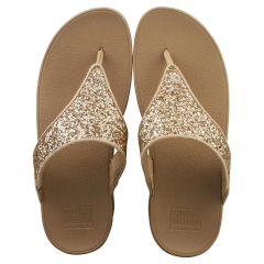 FitFlop LULU GLITTER TOE-THONGS Women Platform Sandals in Latte Beige