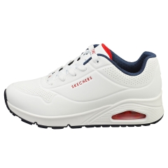 Skechers UNO Women Fashion Trainers in White Navy Red