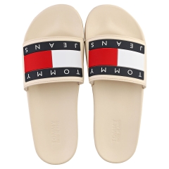 Tommy Jeans FLAG POOL Women Slide Sandals in Smooth Stone