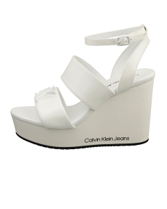 Calvin Klein HARDWARE MG Women Wedge Sandals in White Black