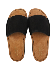 Clarks Originals LUNAN Women Slide Sandals in Black Suede