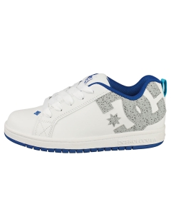 DC Shoes COURT GRAFFIK Kids Skate Trainers in White Grey Blue