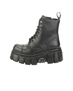 New Rock METALLIC M-NEWMILI083-S39 Unisex Platform Boots in Black