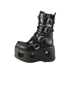 New Rock PATENT SPRING NEPTUNO Unisex Platform Boots in Black