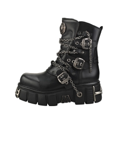 New Rock STRAPS AND CHAINS Unisex Platform Boots in Black