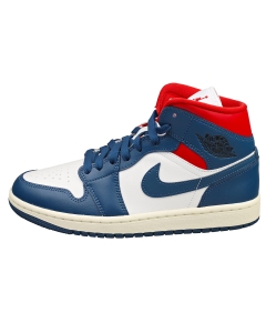 Nike AIR JORDAN 1 MID Women Fashion Trainers in White Blue Red