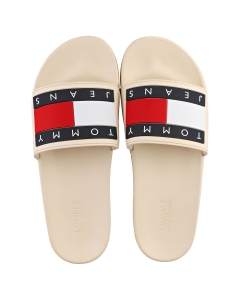 Tommy Jeans FLAG POOL Women Slide Sandals in Smooth Stone