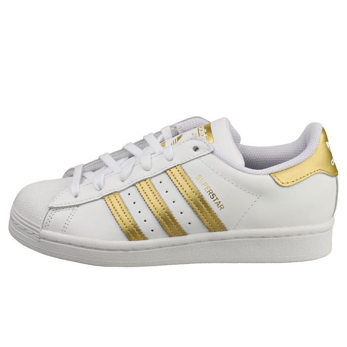 adidas SUPERSTAR Women Classic Trainers in White Gold