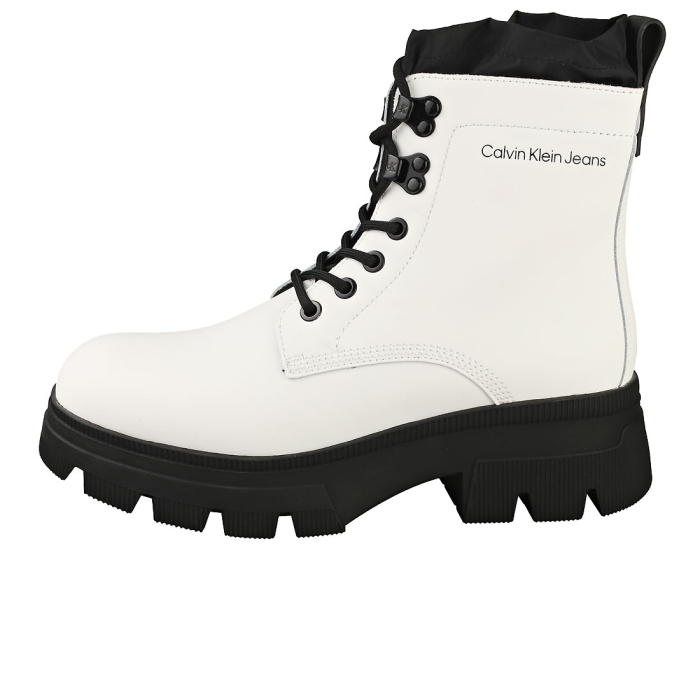 Calvin Klein CHUNKY COMBAT HIKING Women Ankle Boots in White Black