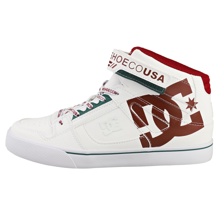 DC Shoes PURE HIGH-TOP SE EV SN Kids Casual Trainers in White Chili Pepper