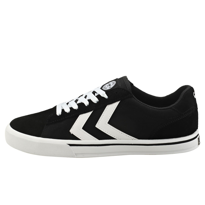 hummel Nile Low Mens Black White Leather & Textile Casual Trainers