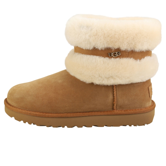 UGG FLUFF MINI BELTED Women Casual Boots in Chestnut