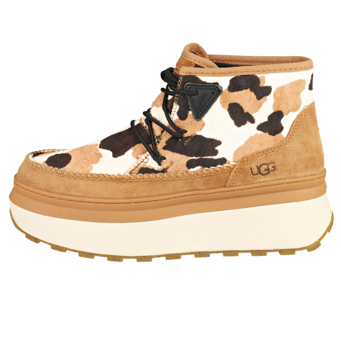 Ugg Marin Bootie Cow Print Women Platform Boots In Chestnut